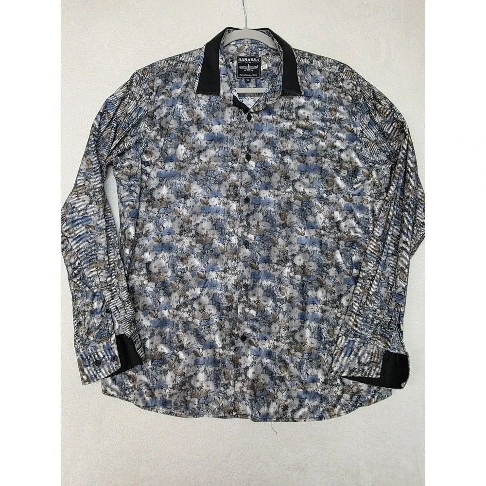 Barabas Shirt Mens XL‎ Multicolor Floral Long Sleeve Button Front Cotton Casual
